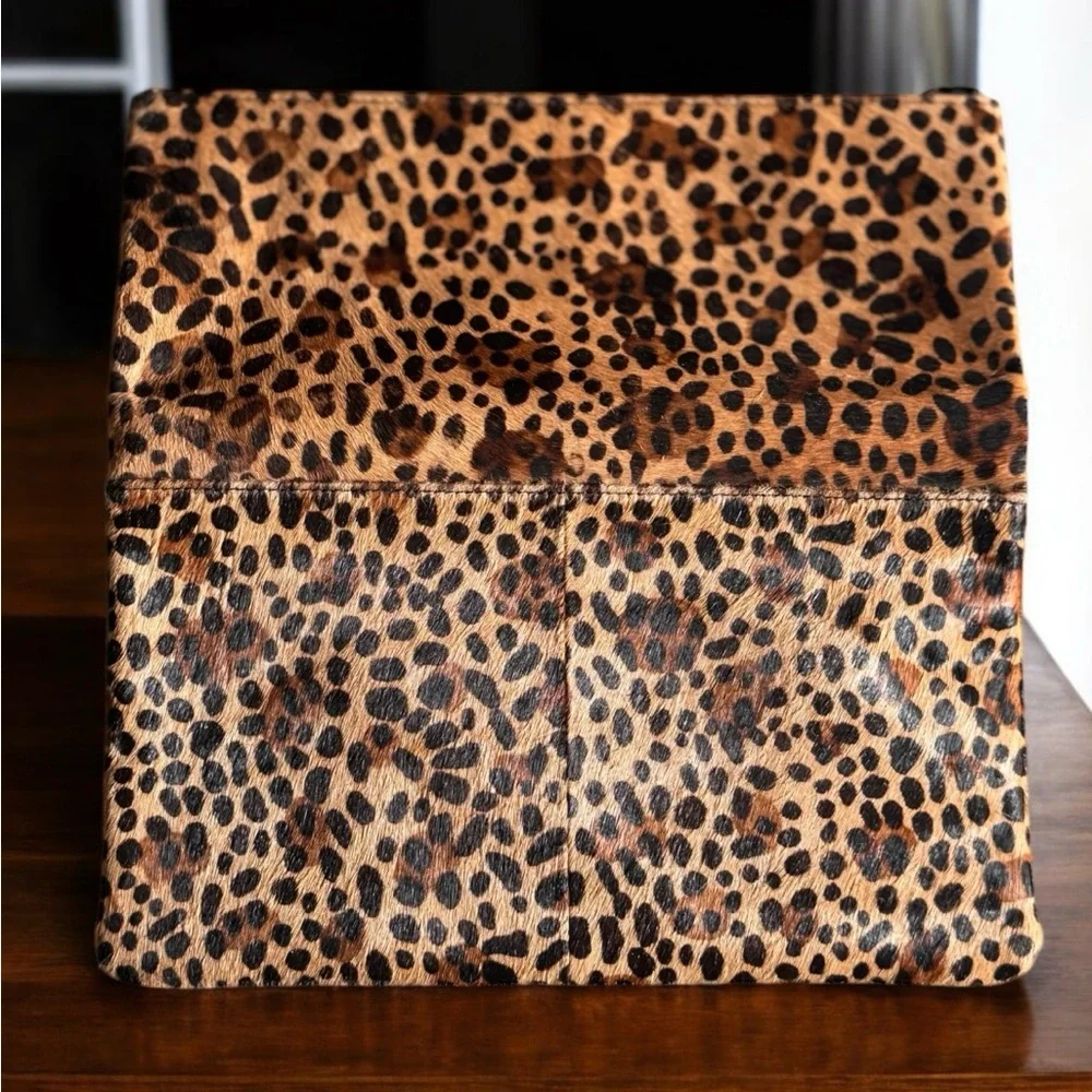 WHISTLES Leopard Print Chapel Foldover‎ Clutch Bag